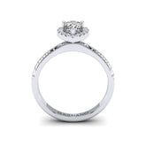 Gabriano Rayne 3 tırnaklı tektaş yüzük; GIA-HRD sertifikalı damla pırlanta ve beyaz altın montürün yandan görünüşü